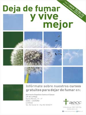 Cartel del curso de deshabituación tabáquica aecc Teruel