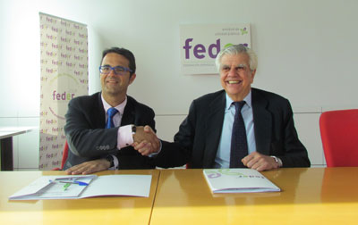 Juan Carrión, Presidente de FEDER y su Fundación, e Ignacio Muñoz Pidal, Presidente de la AECC.